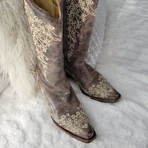 Leather Cowgirl Boots -8.5